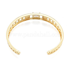 Rechteckiger Armreif mit offener Manschette aus Zirkonia&nbsp;BJEW-N014-014