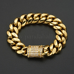 Bracelet chaîne gourmette en acier inoxydable avec fermoirs en strass&nbsp;WG84387-02