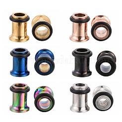 12 Stück 6 Farben 316 chirurgischer Edelstahl Schraube Ohr Messgeräte Flesh Tunnel Stecker&nbsp;STAS-YW0001-14