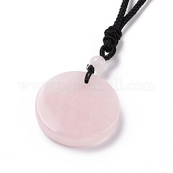 Collar con colgante de triskelion/triskelion de cuarzo rosa natural con cordón de nailon para mujer&nbsp;NJEW-E091-01E