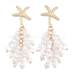 Orecchini a perno con nappine in lega con perle di plastica&nbsp;EJEW-Z172-06G-01