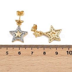 Orecchini pendenti a stella in ottone con micro pavé di zirconi chiari&nbsp;EJEW-L275-04GP