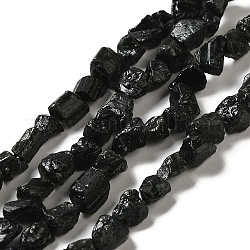 Необработанные грубые нити натуральных черных турмалиновых бусин, самородки, 4.5~12x4.5~8x4~8 мм, отверстие : 0.9 мм, около 63~66 шт / нитка, 15.47''~16.34'' (39.3~41.5 см)