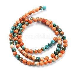 Runde Perlenstränge aus synthetischer ozeanweißer Jade, gefärbt, Sattelbraun, 4 mm, Bohrung: 1 mm, ca. 96 Stk. / Strang, 16.10'' (40.89 cm)