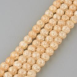 Crackle sintetico perle di quarzo fili, tondo, tinto, sella marrone, 8mm, Foro: 1 mm, circa 50pcs/filo, 15.7 pollice