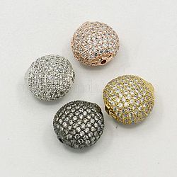 Perles de cubes zircone en laiton , ovale, couleur mixte, 16x15x9mm, Trou: 2mm