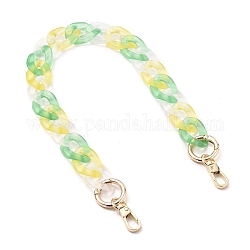 Bag Handles, with Transparent Acrylic Curb Chains, Golden Alloy Swivel Clasps and Spring Gate Rings, for Bag Straps Replacement Accessories, Green Yellow, 17.13 inch(43.5cm)