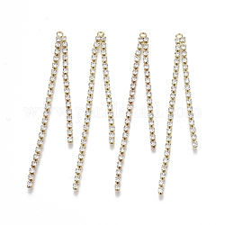 Латунные цепочки для чашек со стразами большие подвески с кисточками, кристалл, золотые, 70x4x2 мм, отверстие : 1.6 мм