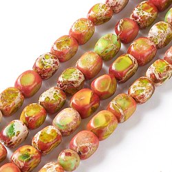 Natürliche regalite / imperial jasper / sea sediment jasper beads stränge, gefärbt, Würfel, orange, 7x6x6 mm, Bohrung: 0.8 mm, ca. 56 Stk. / Strang, 161.42 Zoll (410 cm)