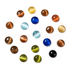 Katzenauge Glas Cabochons, halbrund / Dome, Mischfarbe, ca. 7 mm Durchmesser, 2 mm dick