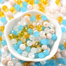 Perles en verre, facette, rondelle, Aqua, 8x6mm, Trou: 1mm, environ 145 pcs/60 g