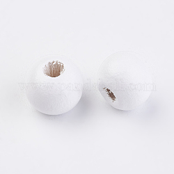 Perline di legno naturale, tinto, tondo, bianco, 8x7mm, Foro: 2~3 mm, circa 2770pcs/500g