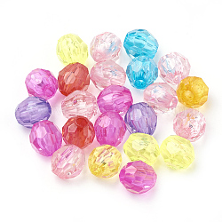 Transparent Acrylic Beads, Faceted, Oval, Mixed Color, 8x7.5mm, Hole: 2mm, about 2775pcs/500g