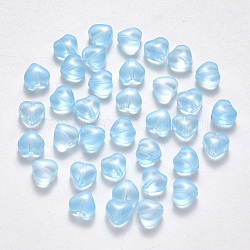 Imitation Jade Glass Beads, Heart, Light Sky Blue, 6x6x4mm, Hole: 0.7mm