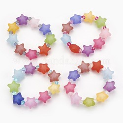 Bracciali elasticizzati per bambini in acrilico satinato, con perline sintetiche in pietra di luna, stella, colore misto, 2-1/8 pollice (5.4 cm)