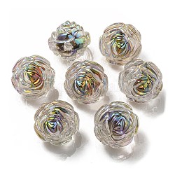 Placage uv perles acryliques irisées arc-en-ciel, perle bicolore en perle, rose, noir, 15.5x16x15mm, Trou: 3mm