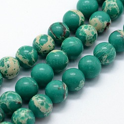 Fili di perle di diaspro imperiale sintetico, tinto, tondo, verde mare chiaro, 6mm, Foro: 0.8 mm, circa 63pcs/filo, 14.76 pollice (37.5 cm)