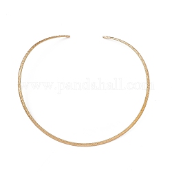 304 collar de alambre texturizado de acero inoxidable., collares rígidos, gargantilla minimalista, cuello de puño, dorado, 3.5mm, diámetro interior: 5-3/8 pulgada (137.5 mm)