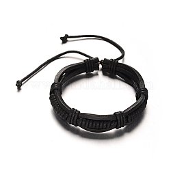 Bracelets réglables de cordon en cuir, noir, 56mm, 13x9mm