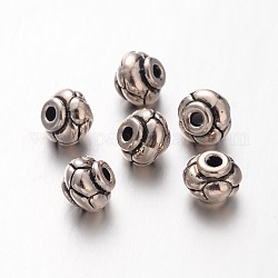 Tibetan Style Alloy Beads, Cadmium Free & Nickel Free & Lead Free, Round, Antique Silver, 5x6x6mm, Hole: 1mm
