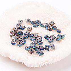Perles d'hématite synthétique non magnétiques carrées dépolies par galvanoplastie, couleur mixte, 4.5x4.5x2mm, Trou: 1mm