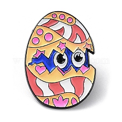 Uovo di pasqua con spille smaltate a stella, distintivo in lega nera per giacca, cappelli, vestiti, salmone, 30.5x22x1.5mm
