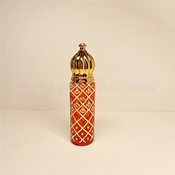 Стеклянные роллерные бутылки в арабском стиле, многоразовая бутылка эфирного масла, для личной гигиены, красные, 2x7.9 см, емкость: 6 мл (0.20 жидких унции)