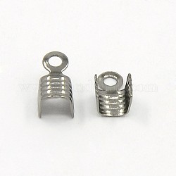 Brass Folding Crimp Ends, Fold Over Crimp Cord Ends, Lead Free, Gunmetal, Size: about 4mm wide, 7mm long, hole: 1mm