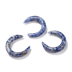 Perles de jaspe tache bleue naturelle, sans trou, pour création de fil enroulé pendentif , double corne / croissant de lune, 31x28x6.5mm