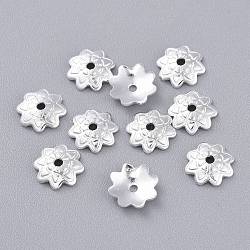 201 Edelstahl Perlenkappen, Multi-Blütenblatt, Blume, Silber, 7x2 mm, Bohrung: 1.2 mm