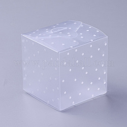 Прозрачная пластиковая ПВХ коробка подарочная упаковка, водонепроницаемая складная коробка, квадратный, полька точка рисунок, прозрачные, 6x6x6 см