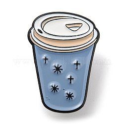 Tazza per bevanda calda con spille smaltate a stella, distintivo in lega nera per donna uomo, cielo azzurro, 26.3x18.7x1.5mm