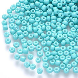 12/0 perles de rocaille rondes en verre de peinture de cuisson, cyan, 1.5~2x1.5mm, Trou: 0.5~1mm, environ 30000 pcs / livre