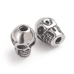 Halloween 304 perline in acciaio inossidabile, testa del cranio, argento antico, 11.2x8x9mm, Foro: 2 mm
