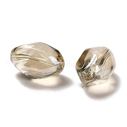 Nacrées en verre de cristal perles ovales brins, perle plaquée lustre, kaki foncé, 21x13mm, Trou: 1mm, Environ 36 pcs/chapelet, 29.1 pouce