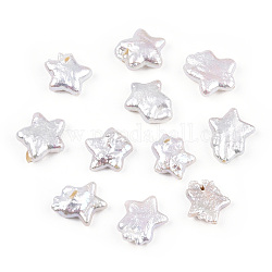 Perle naturali di perle keshi barocche nucleate, d'acqua dolce coltivate perla perline, stella, colore conchiglia, 11~14x10~12x3~6mm, Foro: 0.8 mm