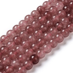 Fili di perle di quarzo fragola imitazione giada naturale, tondo, tinto, indian rosso, 8mm, Foro: 1.2 mm, circa 48pcs/filo, 14.57~14.69'' (37~37.3 cm)