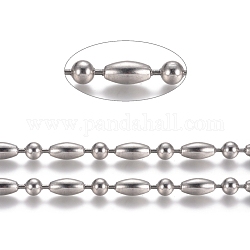 304 Stainless Steel Ball Chains, Stainless Steel Color, Rice: 12x6mm, Ball: 6mm