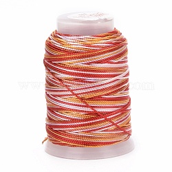 5 rouleaux de cordons en polyester teints par segments à 12 épaisseurs, cordon de milan, ronde, rouge, 0.4mm, environ 71.08 yards (65 m)/rouleau