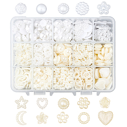 Cabujones de perlas de imitación de acrílico y plástico ABS de olycraft, formas mixtas, blanco, aproximamente 876 unidades / caja