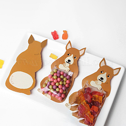 Plastic Cookie Bag, with Cartoon kangaroo Card and Stickers, for Chocolate, Candy, Cookies, Brown, 13.5x6.5x0.04cm, Bag: 18.5x9x0.5cm, Sticker: 12.4x5x0.02cm
