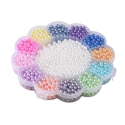 13 style de perles d'imitation en plastique ABS peintes à la bombe, perles de sirène gradient, ronde, couleur mixte, 5.5~6x5.5~6mm, Trou: 1.6~2mm, 1380 pcs / boîte