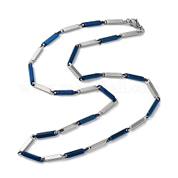 201 Edelstahl-Stabgliederkette für Männer und Frauen, blau und Edelstahl Farbe, 20.04~20.16 Zoll (50.9~51.2 cm)