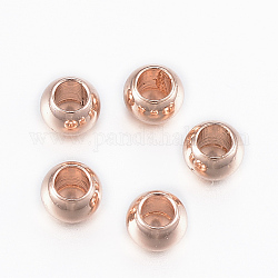 Revestimiento iónico (ip) 304 perlas de acero inoxidable, redondo, oro rosa, 4x3mm, agujero: 2 mm