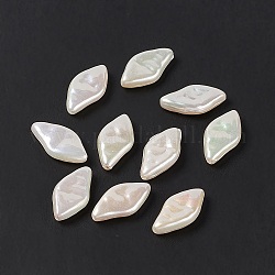 Opake Legierung Perlen, Nachahmung Perlen, AB Farbe, unregelmäßige Raute, weiß, 17x9x3.5 mm, Bohrung: 1 mm