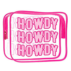 Buste cosmetiche in pvc trasparente, pochette impermeabile, borsa da toilette per donna, rosa caldo, parola salve, 20x15x5.5cm