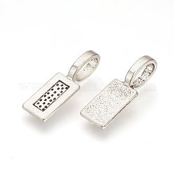 Tibetan Style Alloy Glue-on Flat Pad Bails, Rectangle, Cadmium Free & Lead Free, Antique Silver, 21x7x1mm, Hole: 4mm