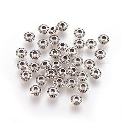 Séparateurs perles en alliage de style tibétain, Toupie, argent antique, sans plomb et sans cadmium, 6.5x3.5mm, Trou: 2mm