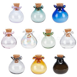Pandahall элита 10 шт. 10 цвета счастливая сумка форма стеклянная пробка бутылки орнамент, стеклянные пустые бутылки желаний, флаконы своими руками для подвесных украшений, разноцветные, 2.5 см, 1 шт / цвет