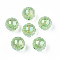 Abalorios de acrílico de recubrimiento transparente, redondo, verde césped, 19x19mm, agujero: 2.5 mm, aproximamente 113 unidades / 500 g